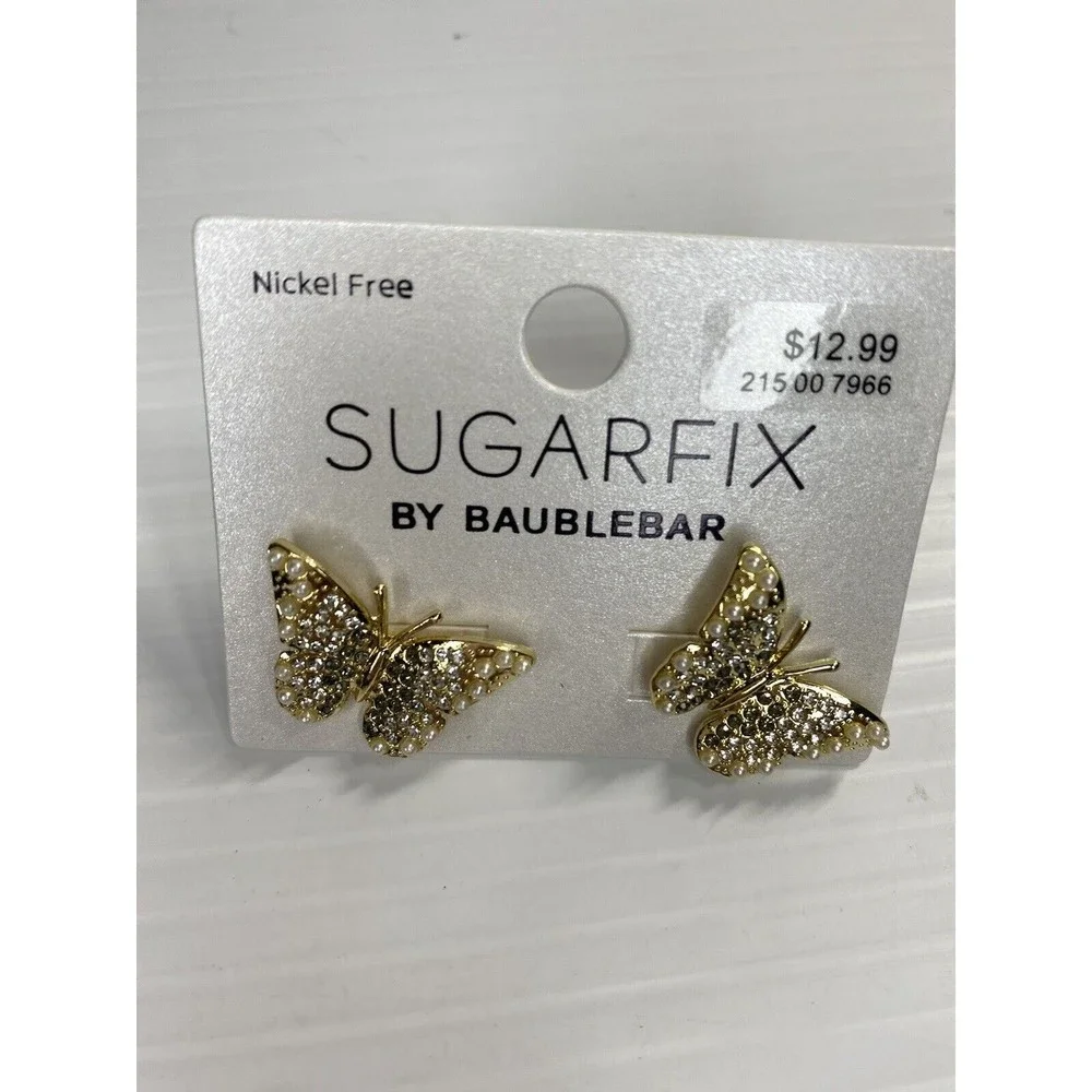 Sugarfix by BaubleBar Crystal Wings Butterfly Stud Statement Earrings